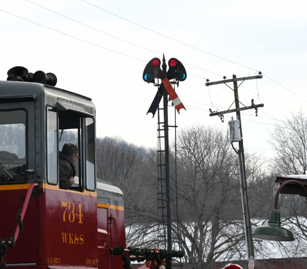 railroad crossing signal at the train station
